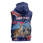 Personalised Australia Kangaroo Koala Sleeveless Zip Hoodie Aussie Flag Inspired