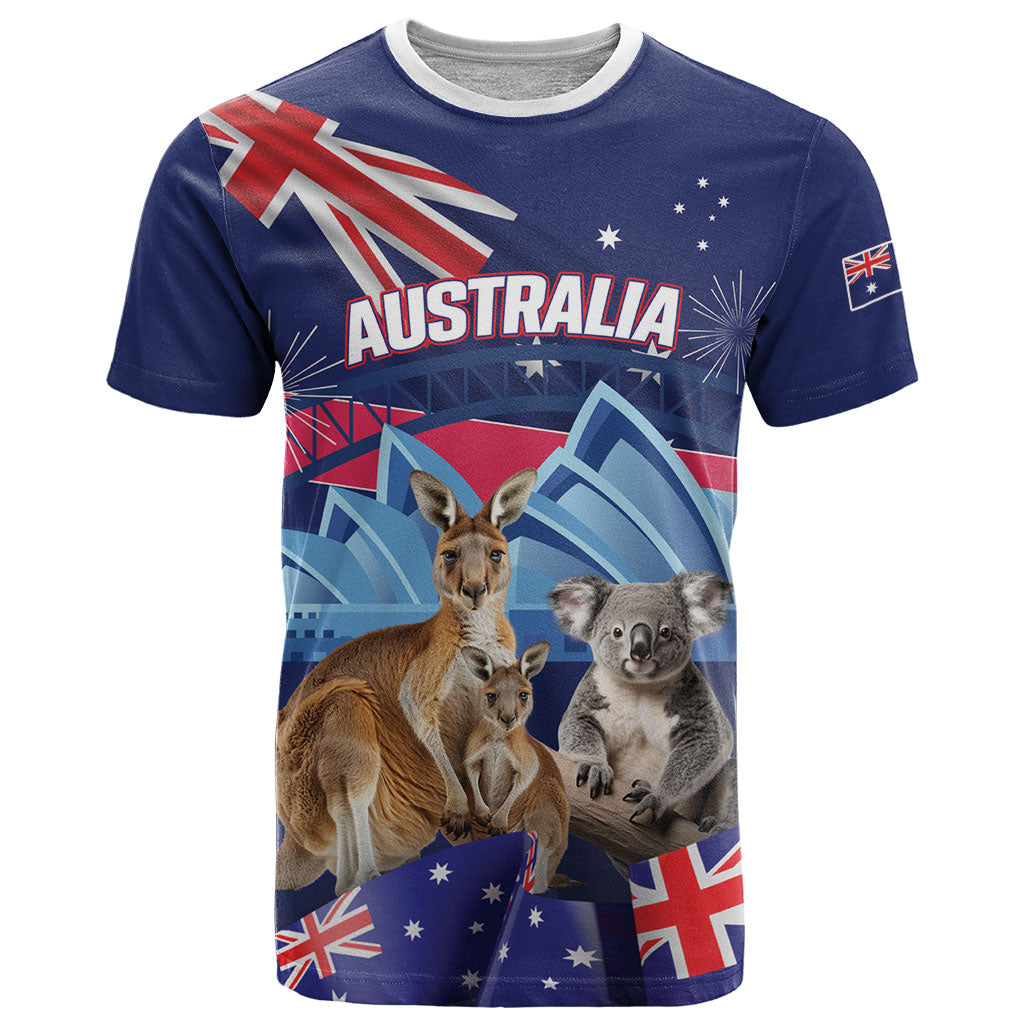 Personalised Australia Kangaroo Koala T Shirt Aussie Flag Inspired