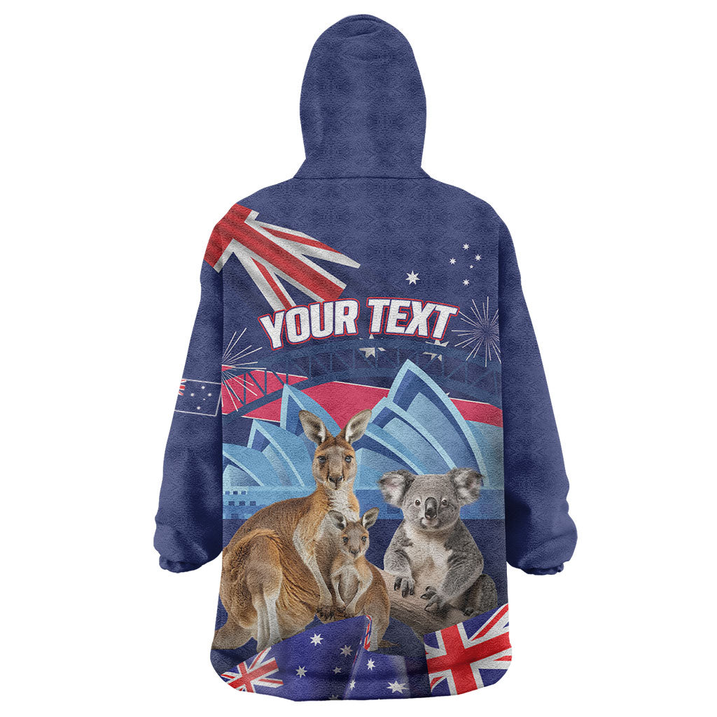 Personalised Australia Kangaroo Koala Wearable Blanket Hoodie Aussie Flag Inspired