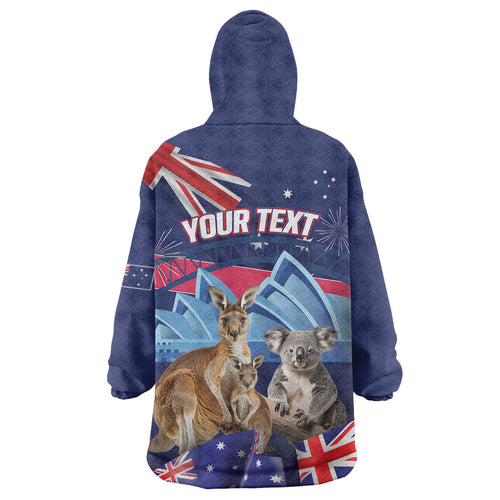 Personalised Australia Kangaroo Koala Wearable Blanket Hoodie Aussie Flag Inspired
