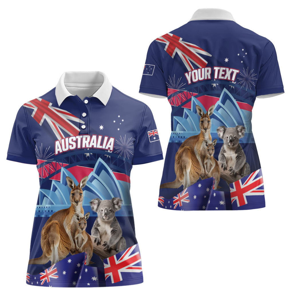 Personalised Australia Kangaroo Koala Women Polo Shirt Aussie Flag Inspired