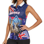 Personalised Australia Kangaroo Koala Women Sleeveless Polo Shirt Aussie Flag Inspired