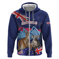 Personalised Australia Kangaroo Koala Zip Hoodie Aussie Flag Inspired