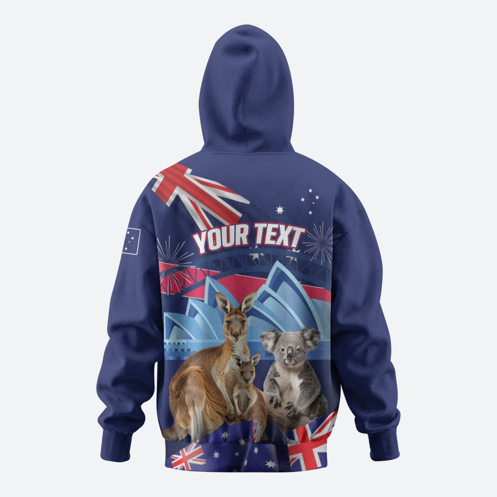 Personalised Australia Kangaroo Koala Zip Hoodie Aussie Flag Inspired