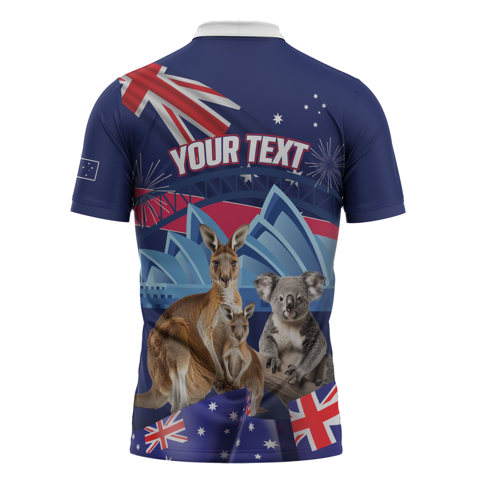 Personalised Australia Kangaroo Koala Zipper Polo Shirt Aussie Flag Inspired
