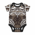 Personalised Maori Kati Mamoe Baby Onesie Silver Fern Kowhaiwhai Art