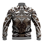 Personalised Maori Kati Mamoe Baseball Jacket Silver Fern Kowhaiwhai Art