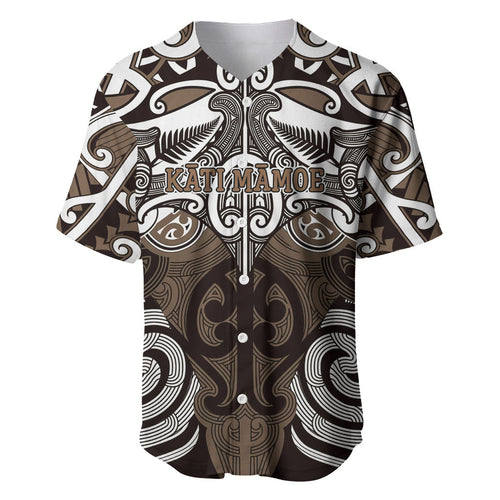 Personalised Maori Kati Mamoe Baseball Jersey Silver Fern Kowhaiwhai Art