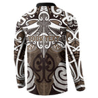 Personalised Maori Kati Mamoe Button Sweatshirt Silver Fern Kowhaiwhai Art