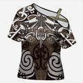 Personalised Maori Kati Mamoe Cross Shoulder Shirt Silver Fern Kowhaiwhai Art