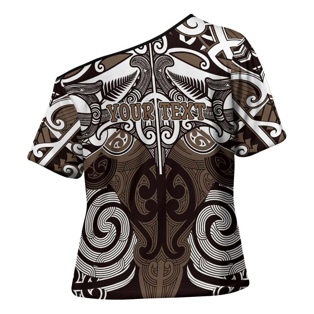Personalised Maori Kati Mamoe Cross Shoulder Shirt Silver Fern Kowhaiwhai Art