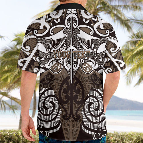 Personalised Maori Kati Mamoe Hawaiian Shirt Silver Fern Kowhaiwhai Art