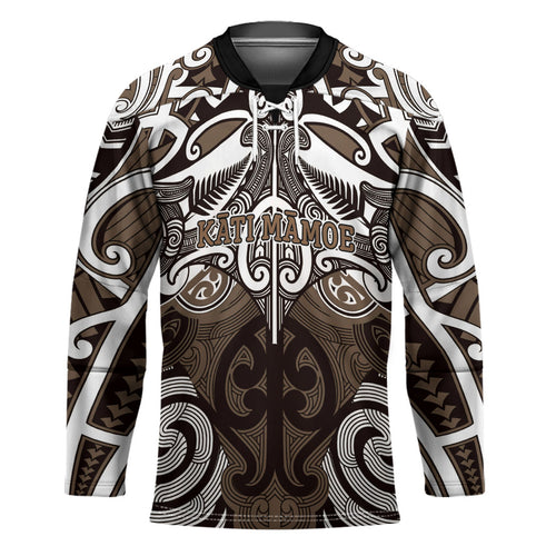 Personalised Maori Kati Mamoe Hockey Jersey Silver Fern Kowhaiwhai Art