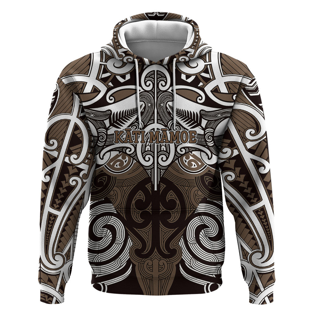 Personalised Maori Kati Mamoe Hoodie Silver Fern Kowhaiwhai Art