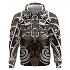 Personalised Maori Kati Mamoe Hoodie Silver Fern Kowhaiwhai Art