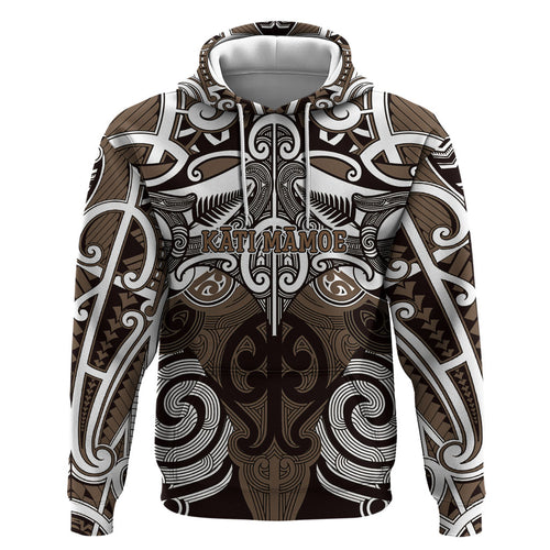 Personalised Maori Kati Mamoe Hoodie Silver Fern Kowhaiwhai Art