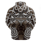 Personalised Maori Kati Mamoe Hoodie Silver Fern Kowhaiwhai Art