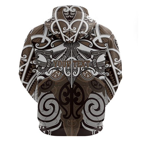 Personalised Maori Kati Mamoe Hoodie Silver Fern Kowhaiwhai Art