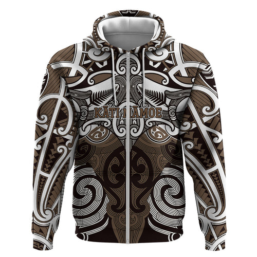 Personalised Maori Kati Mamoe Hoodie Silver Fern Kowhaiwhai Art