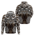 Personalised Maori Kati Mamoe Hoodie Silver Fern Kowhaiwhai Art
