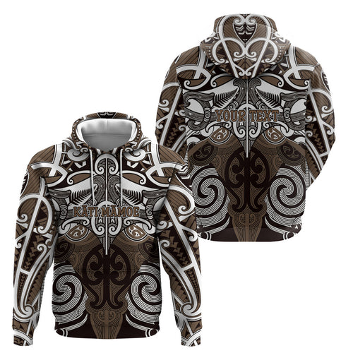 Personalised Maori Kati Mamoe Hoodie Silver Fern Kowhaiwhai Art