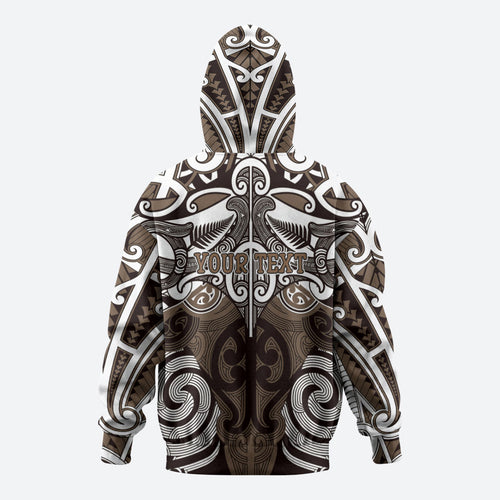 Personalised Maori Kati Mamoe Hoodie Silver Fern Kowhaiwhai Art