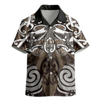 Personalised Maori Kati Mamoe Kid Hawaiian Shirt Silver Fern Kowhaiwhai Art