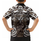 Personalised Maori Kati Mamoe Kid Hawaiian Shirt Silver Fern Kowhaiwhai Art