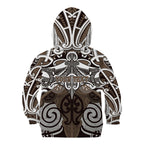 Personalised Maori Kati Mamoe Kid Hoodie Silver Fern Kowhaiwhai Art