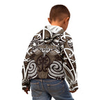 Personalised Maori Kati Mamoe Kid Hoodie Silver Fern Kowhaiwhai Art