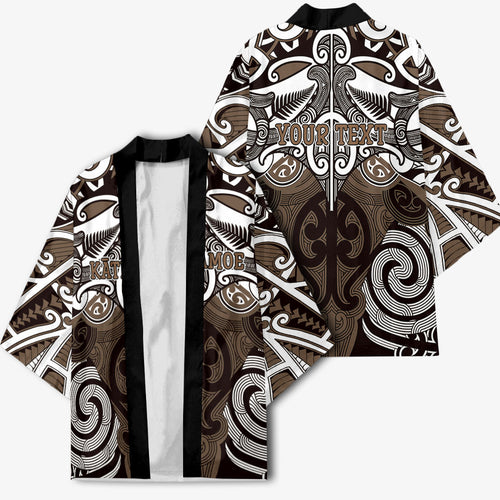 Personalised Maori Kati Mamoe Kimono Silver Fern Kowhaiwhai Art