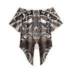 Personalised Maori Kati Mamoe Off Shoulder Wrap Waist Top Silver Fern Kowhaiwhai Art