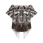 Personalised Maori Kati Mamoe Off Shoulder Wrap Waist Top Silver Fern Kowhaiwhai Art