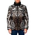 Personalised Maori Kati Mamoe Padded Jacket Silver Fern Kowhaiwhai Art