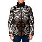 Personalised Maori Kati Mamoe Padded Jacket Silver Fern Kowhaiwhai Art