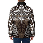 Personalised Maori Kati Mamoe Padded Jacket Silver Fern Kowhaiwhai Art