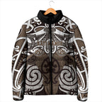 Personalised Maori Kati Mamoe Padded Jacket Silver Fern Kowhaiwhai Art