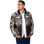 Personalised Maori Kati Mamoe Padded Jacket Silver Fern Kowhaiwhai Art