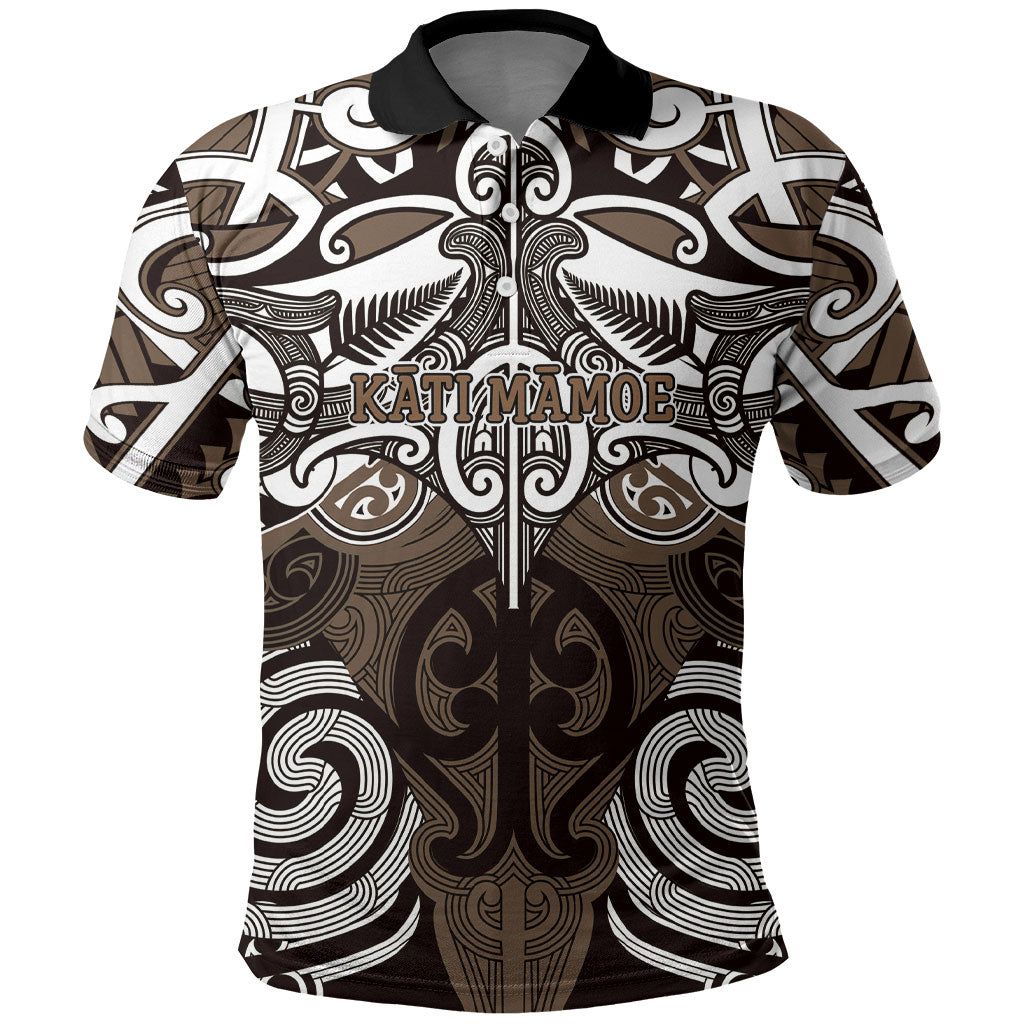Personalised Maori Kati Mamoe Polo Shirt Silver Fern Kowhaiwhai Art