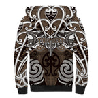 Personalised Maori Kati Mamoe Sherpa Hoodie Silver Fern Kowhaiwhai Art