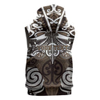 Personalised Maori Kati Mamoe Sleeveless Hoodie Silver Fern Kowhaiwhai Art