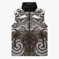 Personalised Maori Kati Mamoe Sleeveless Puffer Jacket Silver Fern Kowhaiwhai Art
