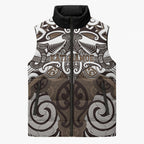 Personalised Maori Kati Mamoe Sleeveless Puffer Jacket Silver Fern Kowhaiwhai Art