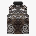 Personalised Maori Kati Mamoe Sleeveless Puffer Jacket Silver Fern Kowhaiwhai Art