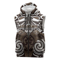 Personalised Maori Kati Mamoe Sleeveless Zip Hoodie Silver Fern Kowhaiwhai Art