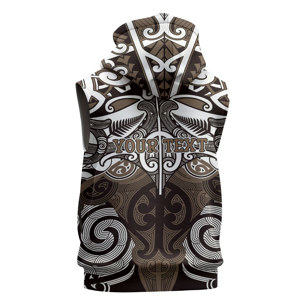 Personalised Maori Kati Mamoe Sleeveless Zip Hoodie Silver Fern Kowhaiwhai Art