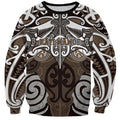 Personalised Maori Kati Mamoe Sweatshirt Silver Fern Kowhaiwhai Art