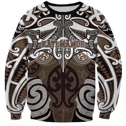 Personalised Maori Kati Mamoe Sweatshirt Silver Fern Kowhaiwhai Art