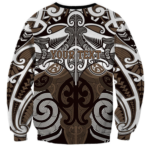 Personalised Maori Kati Mamoe Sweatshirt Silver Fern Kowhaiwhai Art