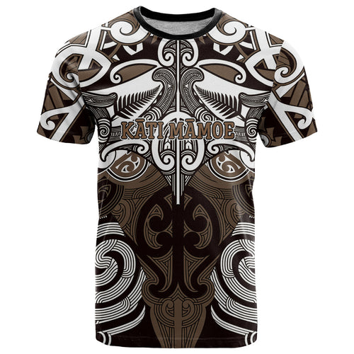 Personalised Maori Kati Mamoe T Shirt Silver Fern Kowhaiwhai Art